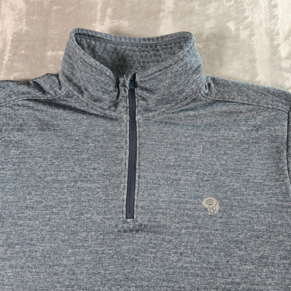 Mountain Hardwear Zip Pullover Mens S Grey‎ Fleece Mesh Performance Long Sleeve